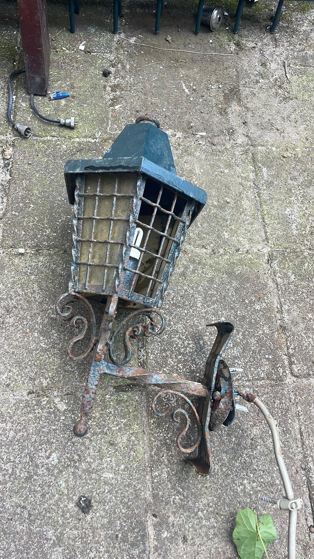 Brocante tuin lantaarn opknapper, Staande lamp, Ophalen of Verzenden, 50 tot 250 watt, IJzer