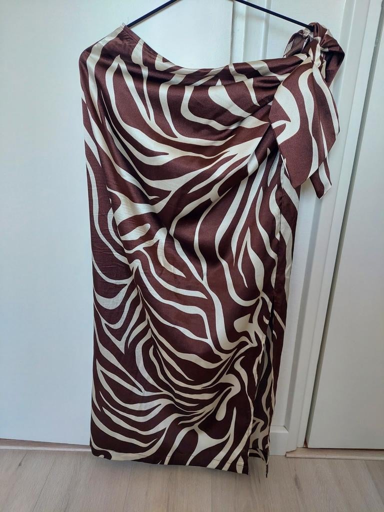 Lange rok met split,zebra print, Maat 38/40 (M), Bruin, Ophalen of Verzenden, Zo goed als nieuw