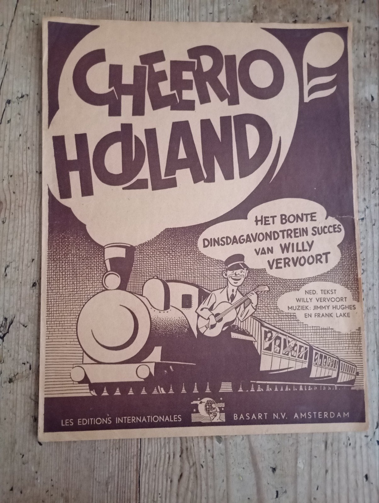 Vintage Holland Bonte Dinsdagavond Trein Poster, Ophalen of Verzenden, Gebruikt, Reclamebord