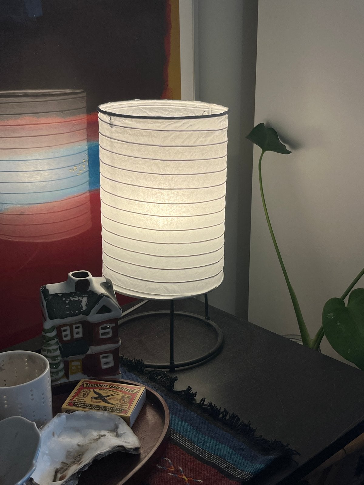 IKEA tafellamp met papieren kap, Scandinavisch, Textiel, Wit, Ophalen of Verzenden
