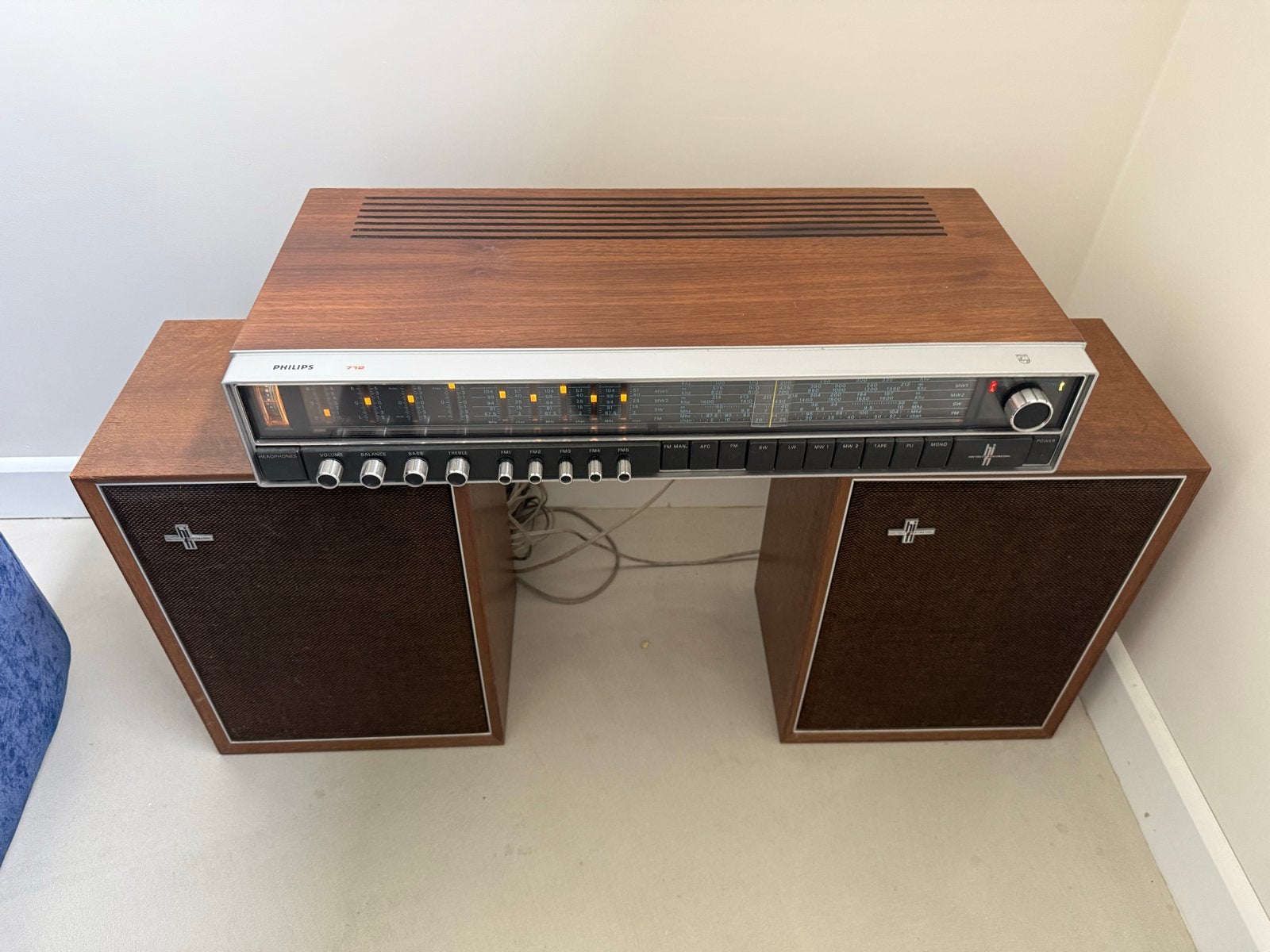 Philips 22RH712/00Z Vintage Stereo Receiver met Speakers, Ophalen of Verzenden, Gebruikt, Philips