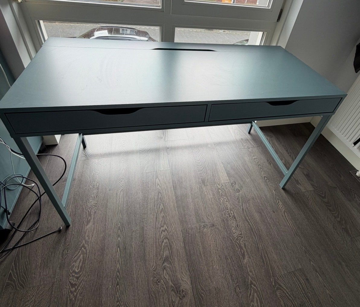 Ikea Modern bureau met lades - Grijsblauw, Ophalen, Met lades, Metaal, Zo goed als nieuw