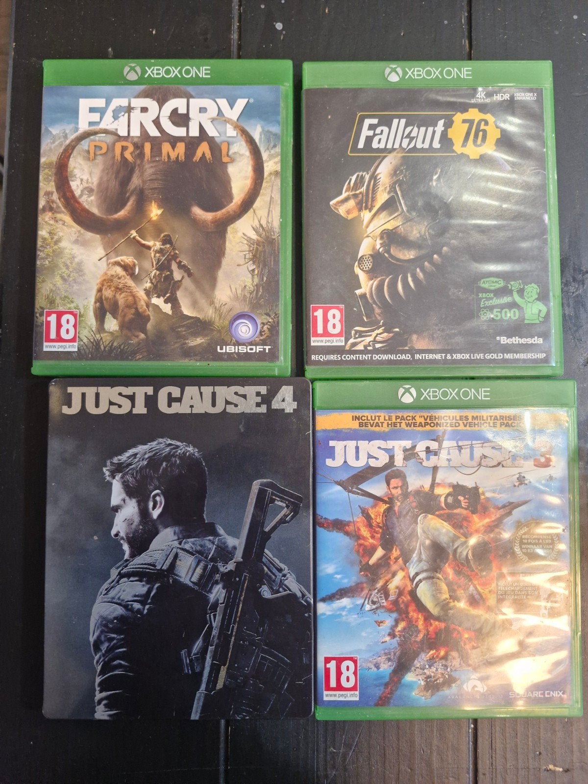 Xbox One Games: Far Cry Primal, Fallout 76, Just Cause 3 & 4, Avontuur en Actie, Gebruikt, Vanaf 18 jaar, 1 speler