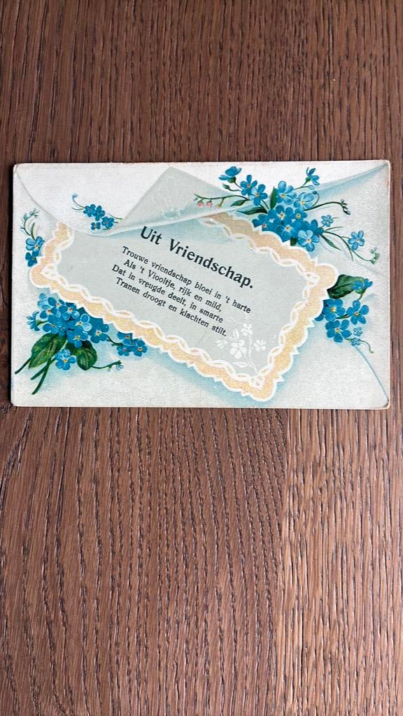 Uit vriendschap. Met gedicht. Vergeet-mij-nietjes, Ophalen of Verzenden, Ongelopen