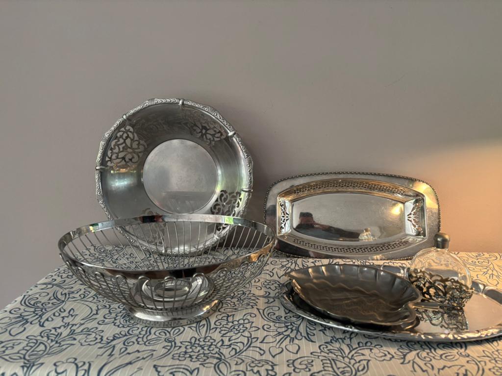 Lot Vintage verzilverde en RVS schalen Alessi, Verzenden