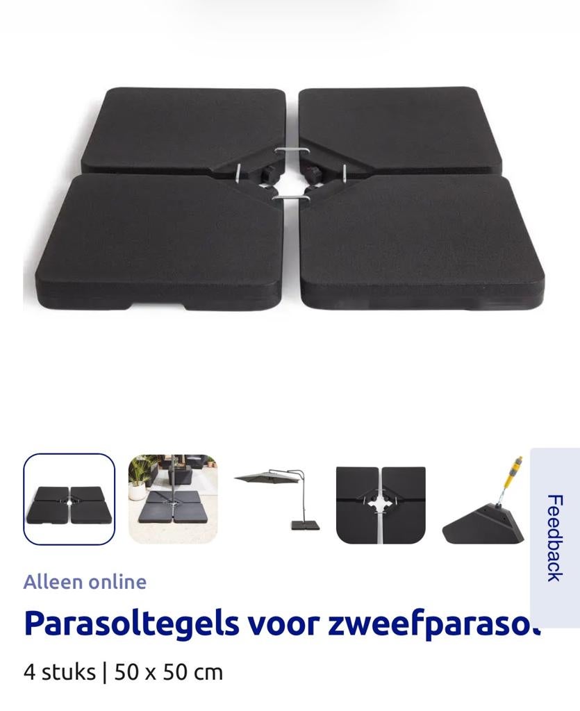 Parasoltegels voor zweefparasol - 4 stuks, Ophalen of Verzenden, Nieuw, 1 tot 2 meter, Parasolvoet