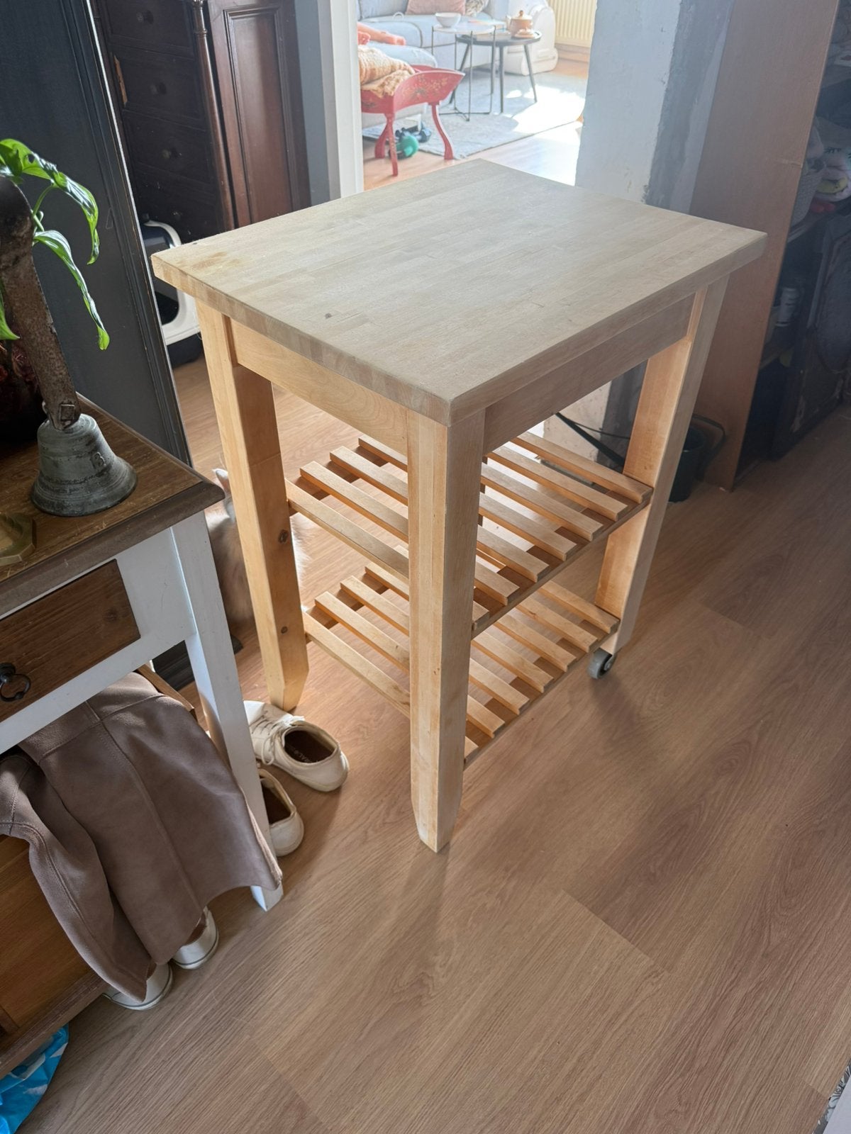 Keukentrolly massief hout IKEA, Ophalen of Verzenden, Zo goed als nieuw