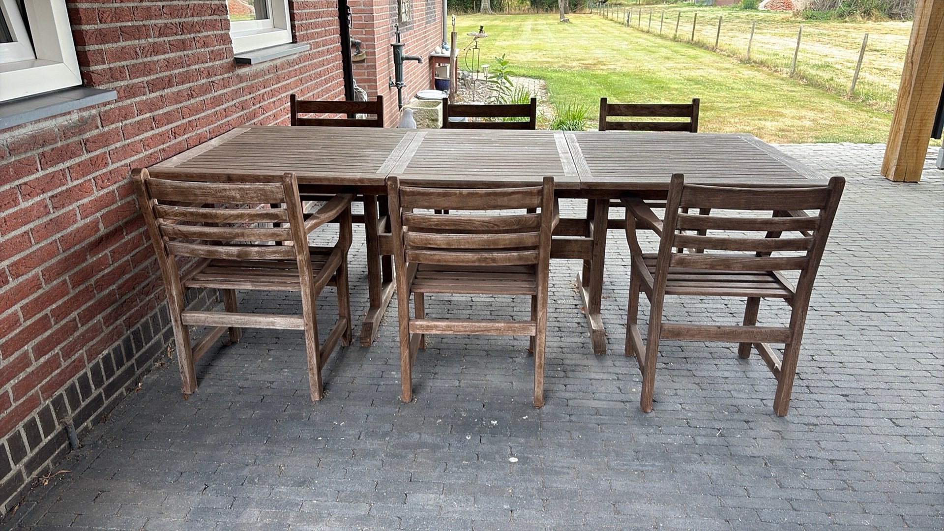 Tuinset teak, Ophalen, Gebruikt, 6 zitplaatsen, Teakhout