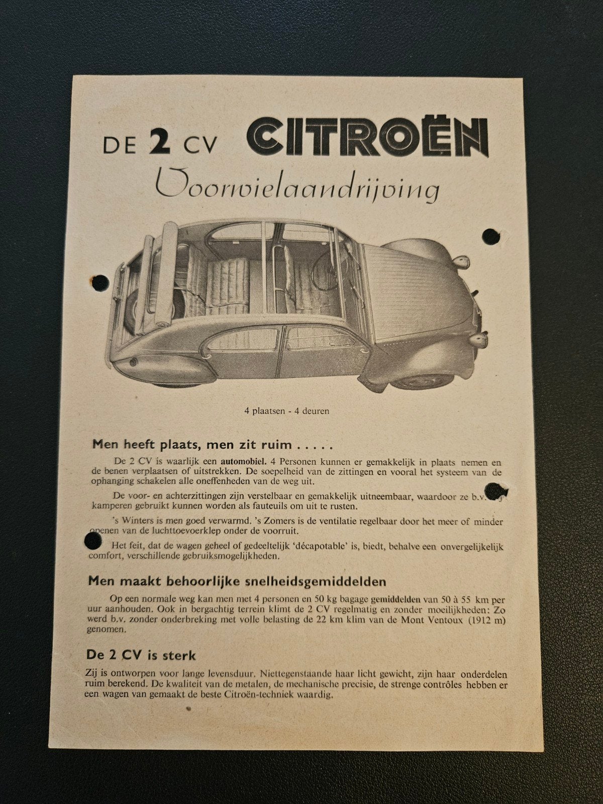 Leaflet Citroën 2CV, Ophalen of Verzenden, Zo goed als nieuw, Citroën