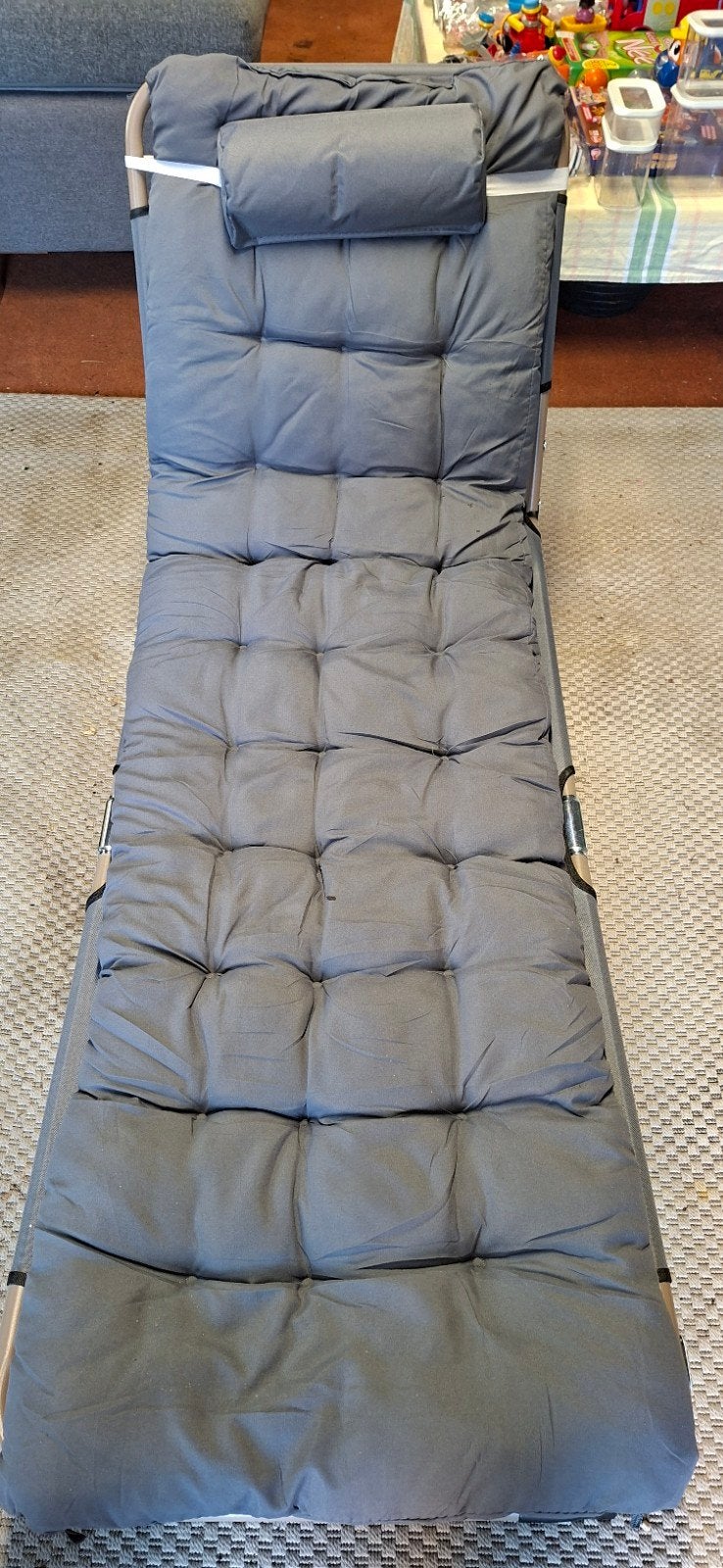 Nieuw Ligbed met Comfortabel Kussen - Grijs, Tuin en Terras, Ophalen, Nieuw, Metaal, Verstelbaar