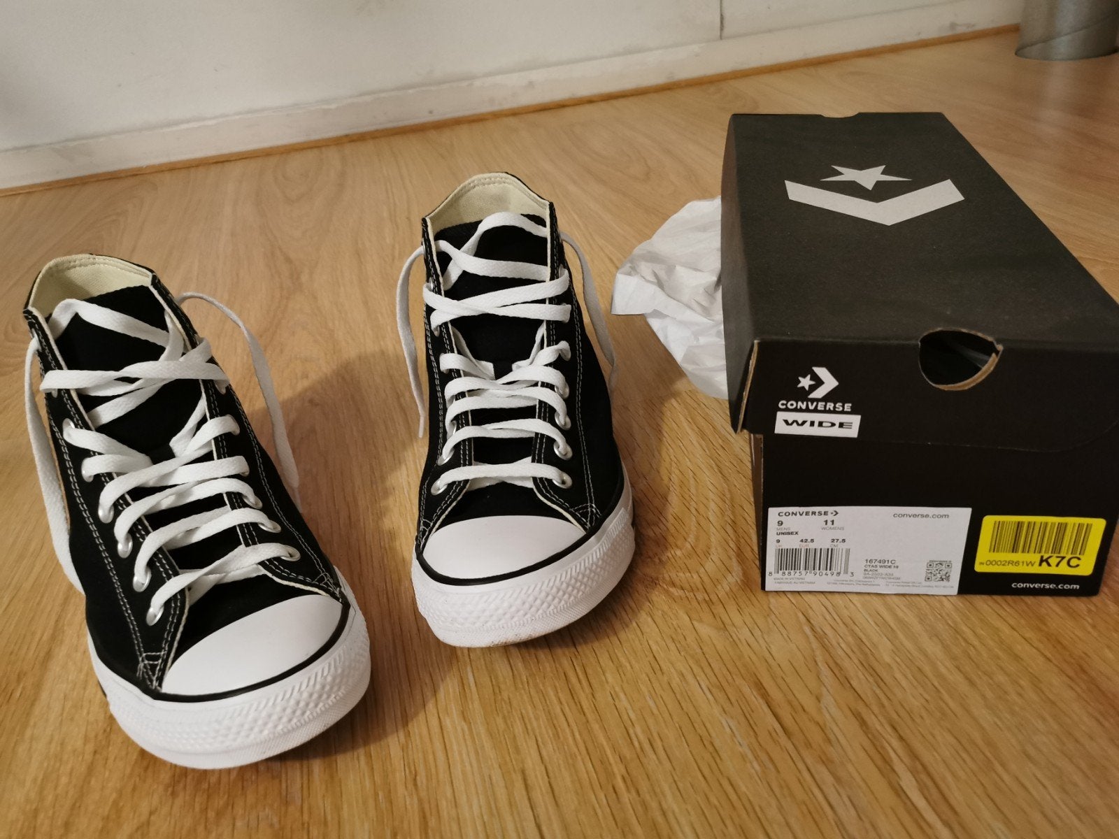 Converse All Stars wide fit Nieuw, Ophalen of Verzenden, Zo goed als nieuw, Zwart, Sneakers of Gympen