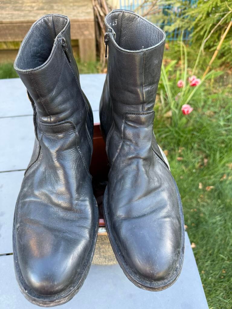 Zwarte leren boots maat 43, Ophalen of Verzenden, Gedragen, Zwart, Boots