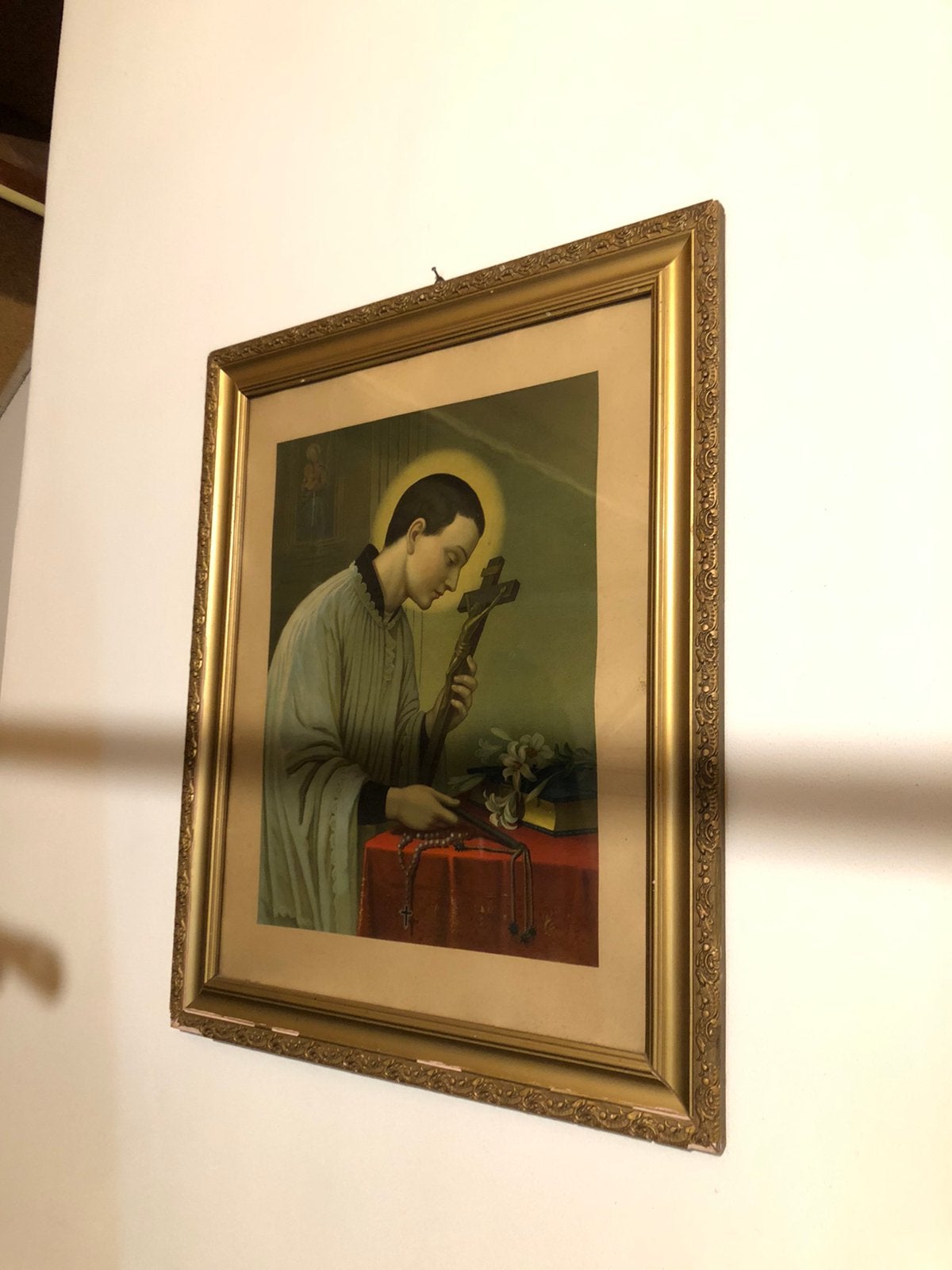 Oude prent in houten lijst, Ophalen