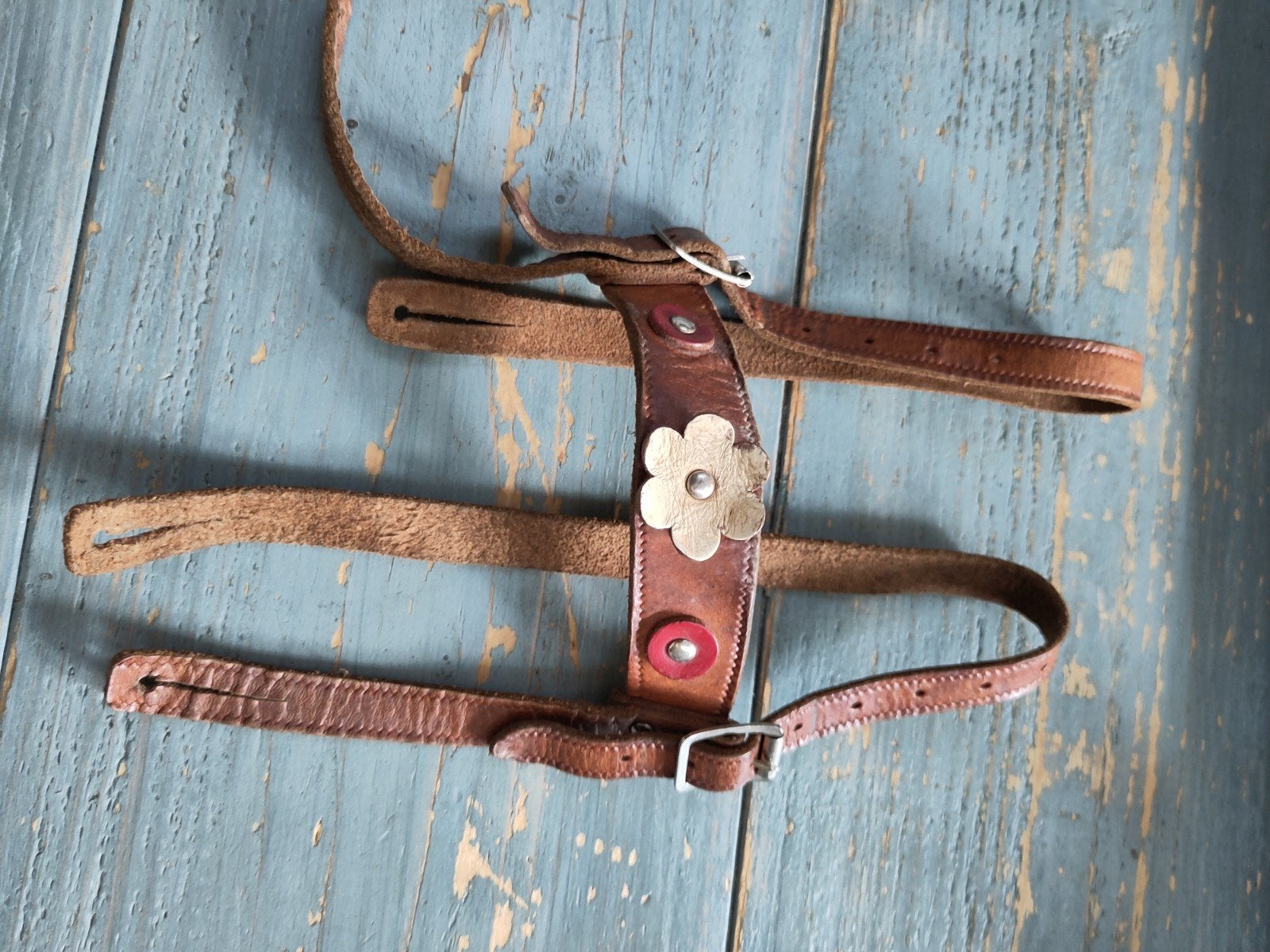 Oud leren tuigje/bretels voor een kinder lederhosen, Ophalen of Verzenden, Jongen of Meisje