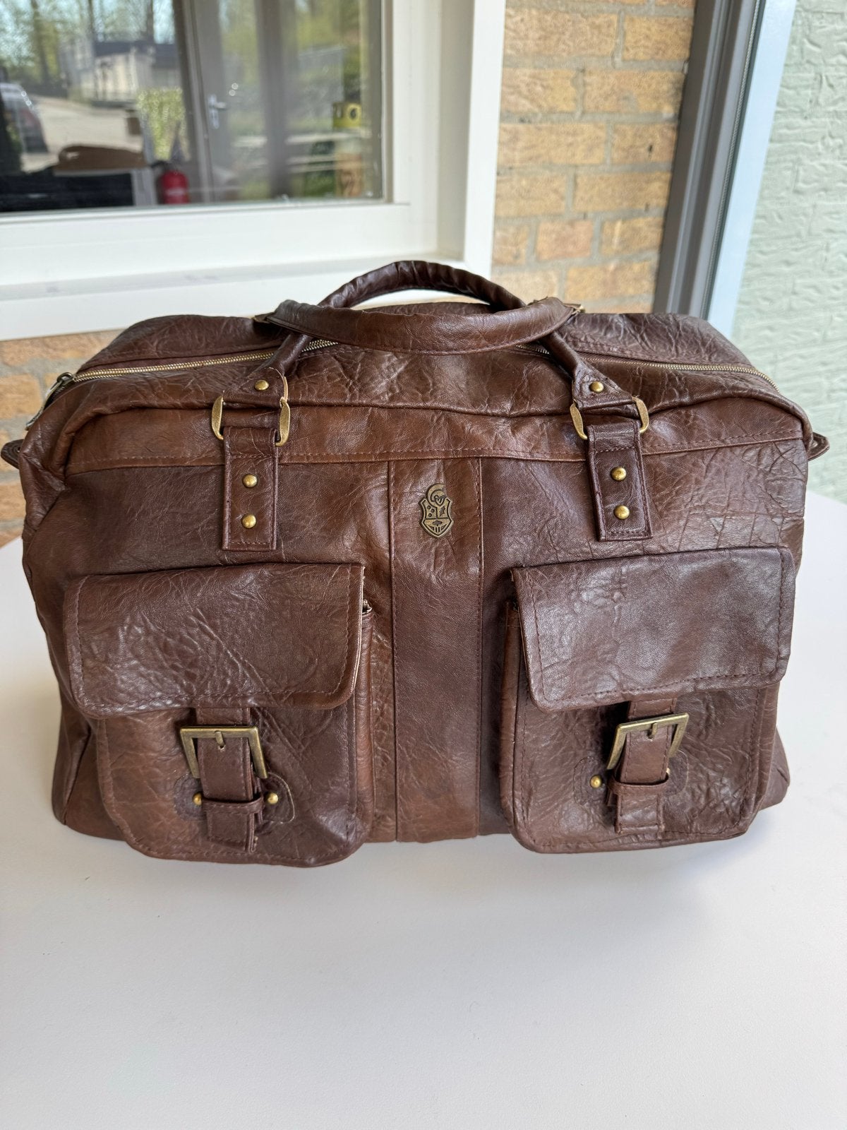 Stijlvolle Hulshof-h Reistas - Bruin Kunstleer, 40 tot 60 cm, Gebruikt, 20 tot 30 cm, Bruin