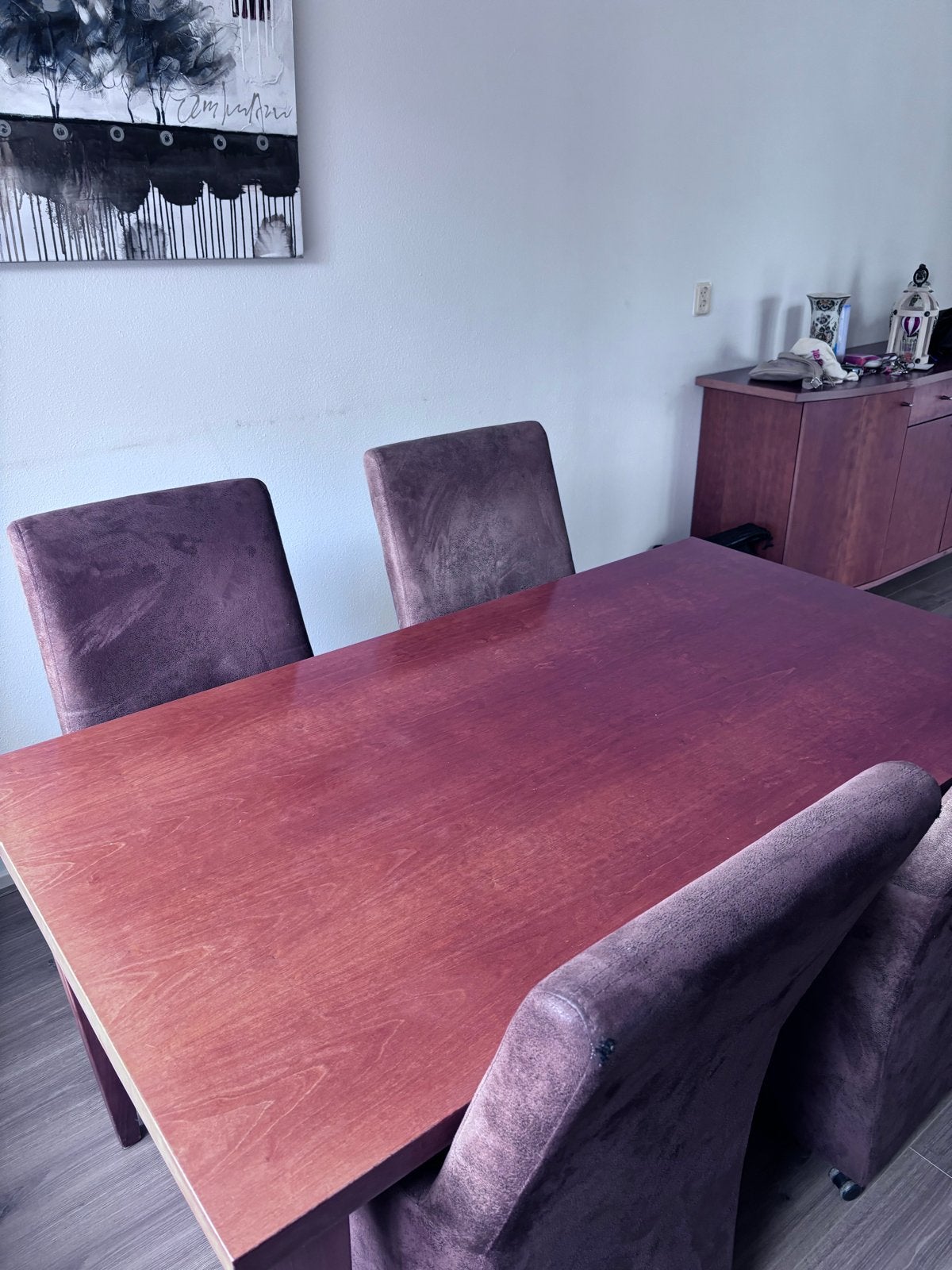Massief kersenhouten eettafel met 4 stoelen, Huis en Inrichting, Tafels | Eettafels, Ophalen, Gebruikt, 50 tot 100 cm, 150 tot 200 cm