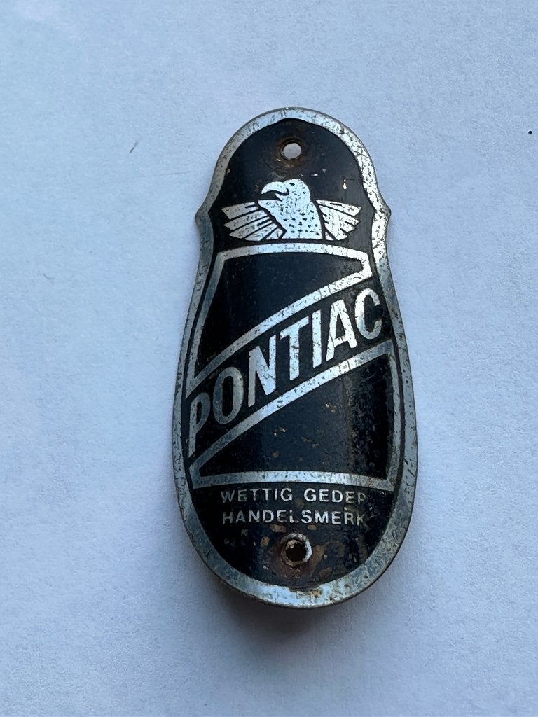 Oud balhoofdplaatje PONTIAC. Balhoofd plaatje., Gebruikt, Pontiac, Overige typen, Ophalen of Verzenden