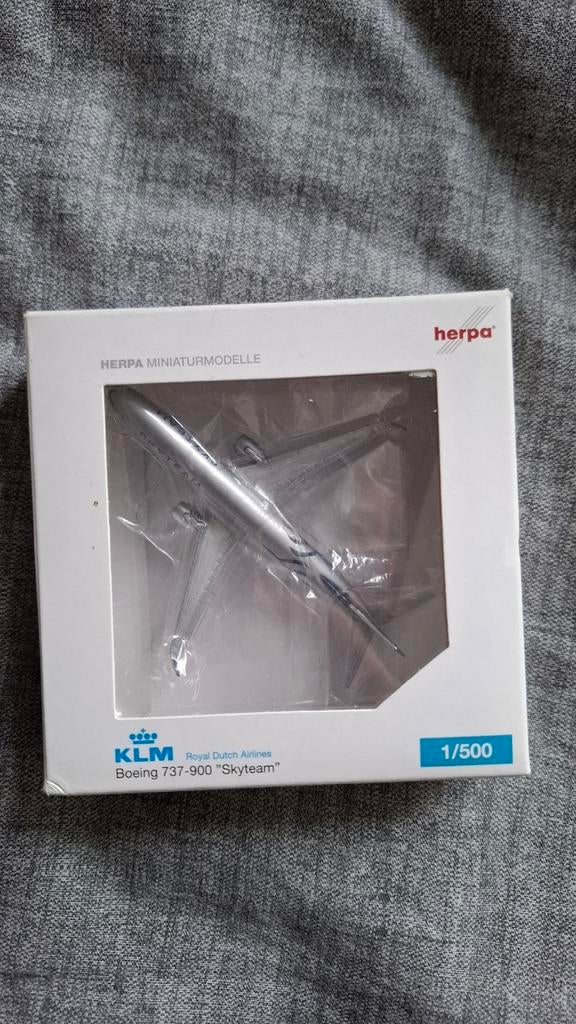 Herpa 1:500 KLM B737 Skyteam, Verzamelen, Luchtvaart en Vliegtuigspotten, Ophalen of Verzenden, Zo goed als nieuw, Schaalmodel