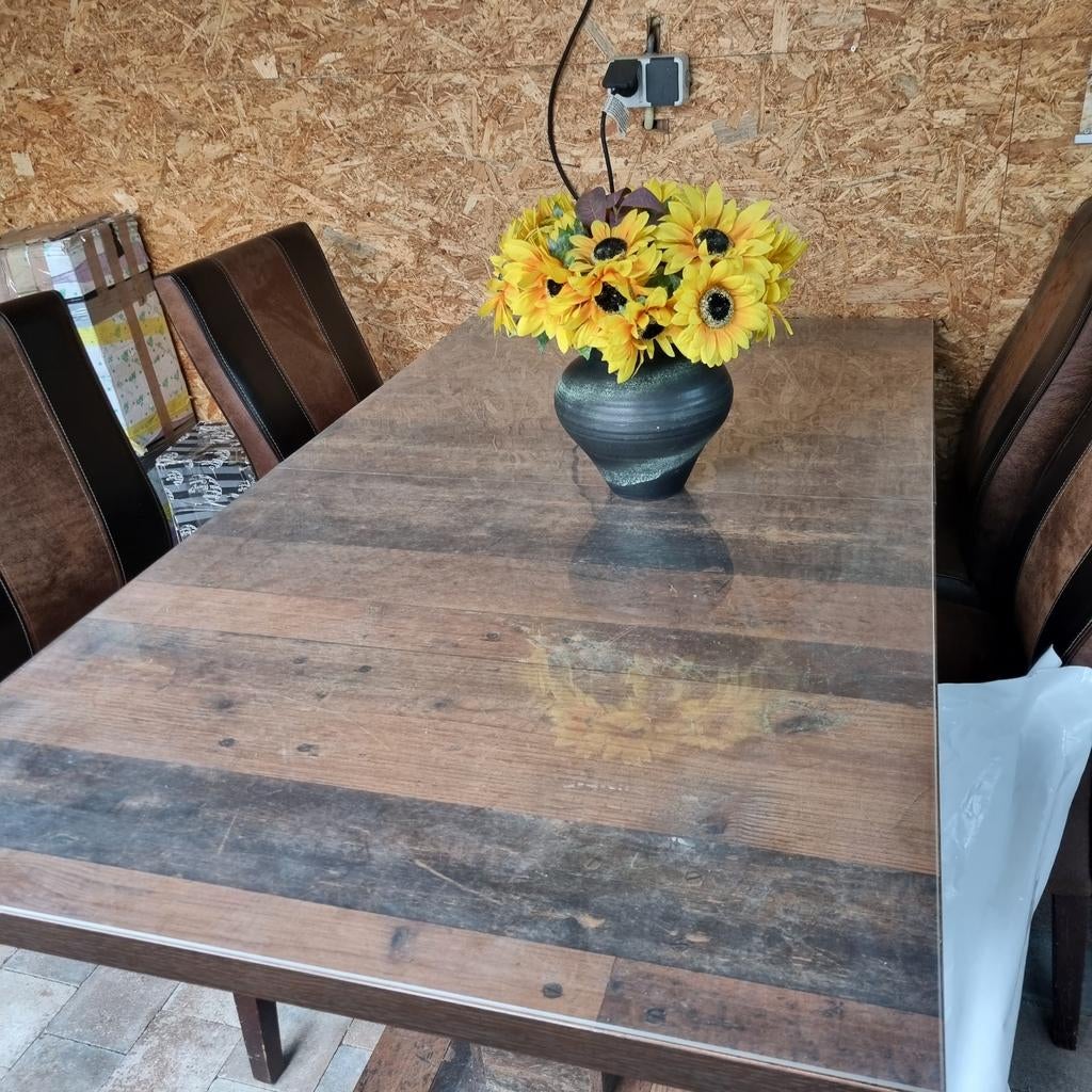 Eetkamertafel en 4 ⁸stoelen, Ophalen, Gebruikt, 200 cm of meer, 50 tot 100 cm