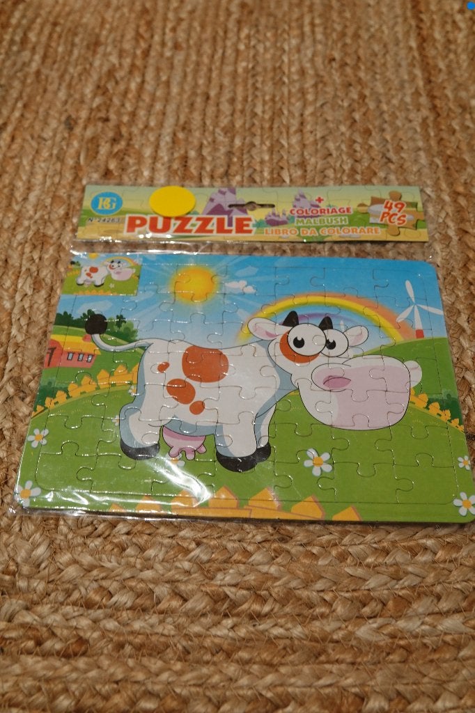 puzzel 49 stukjes koe nieuw, Ophalen of Verzenden, 10 tot 50 stukjes, Nieuw, 2 tot 4 jaar