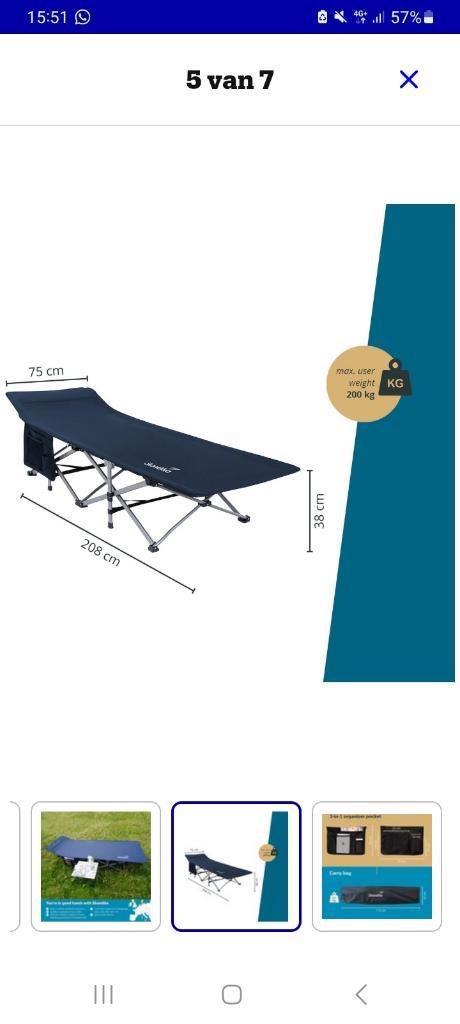 Campingbed 2 stuks, Caravans en Kamperen, Ophalen, Zo goed als nieuw, Overige
