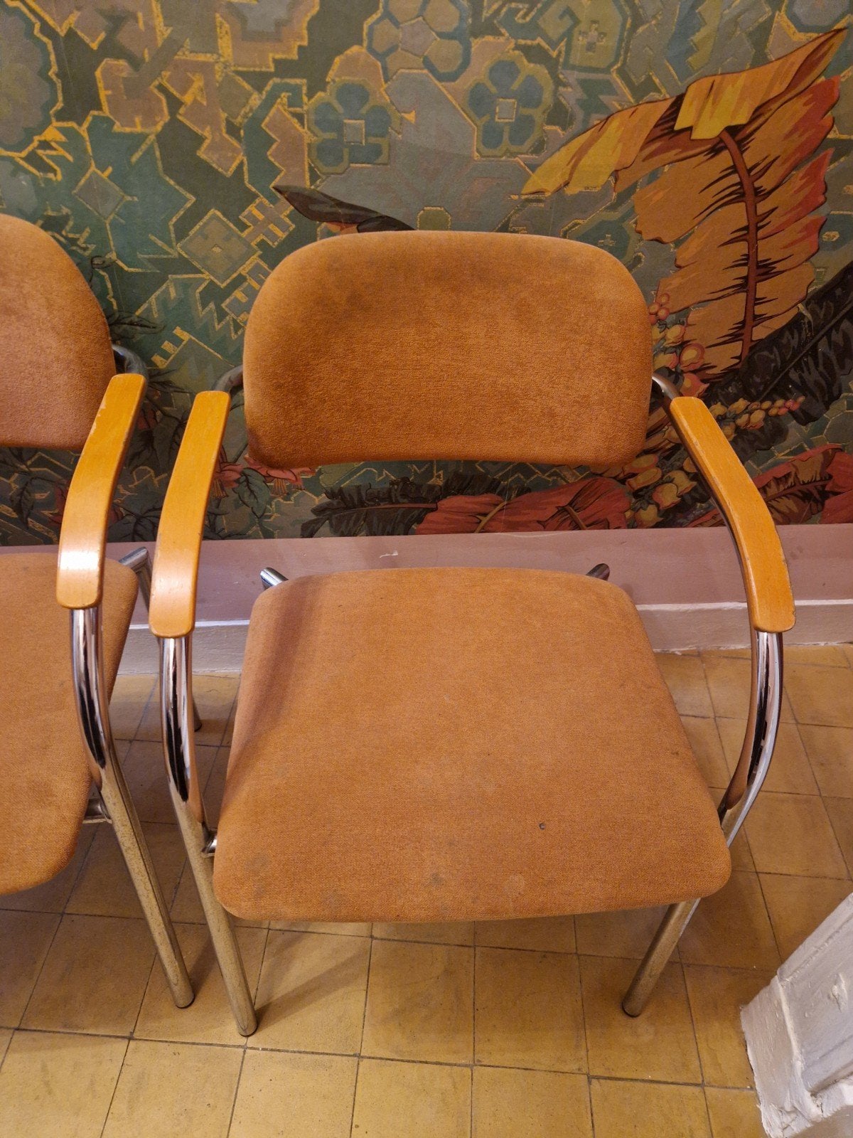 Set van 4 vintage Lande 'Jami' buisframe stoelen, opknappers, Ophalen, Gebruikt, Bruin, Vier