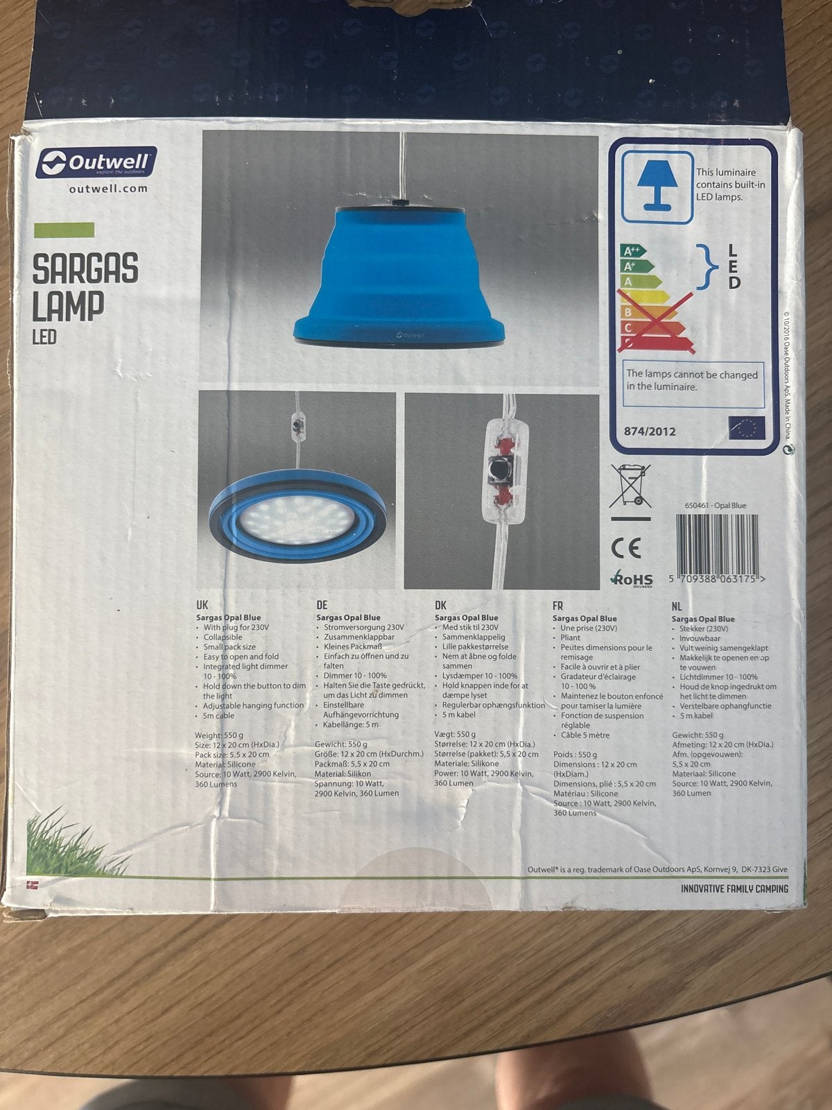 Outwell Sargas LED Lamp - Opvouwbare Campinglamp, Ophalen of Verzenden, Nieuw