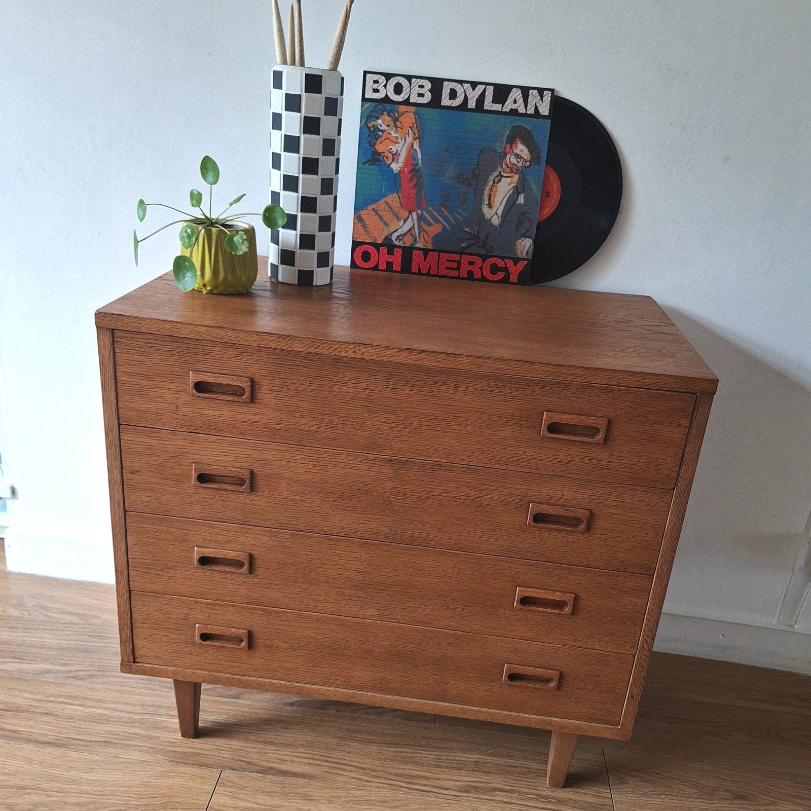 vintage ladekast, Ophalen, Gebruikt, Eikenhout, 50 tot 100 cm