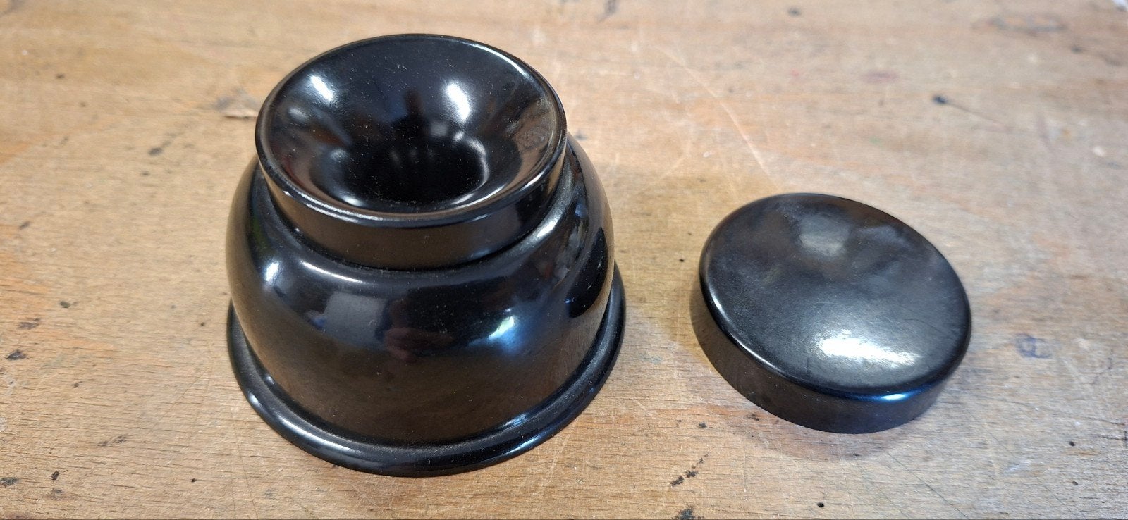 Vintage Bakelieten Inktpot met Glazen Reservoir, Ophalen of Verzenden