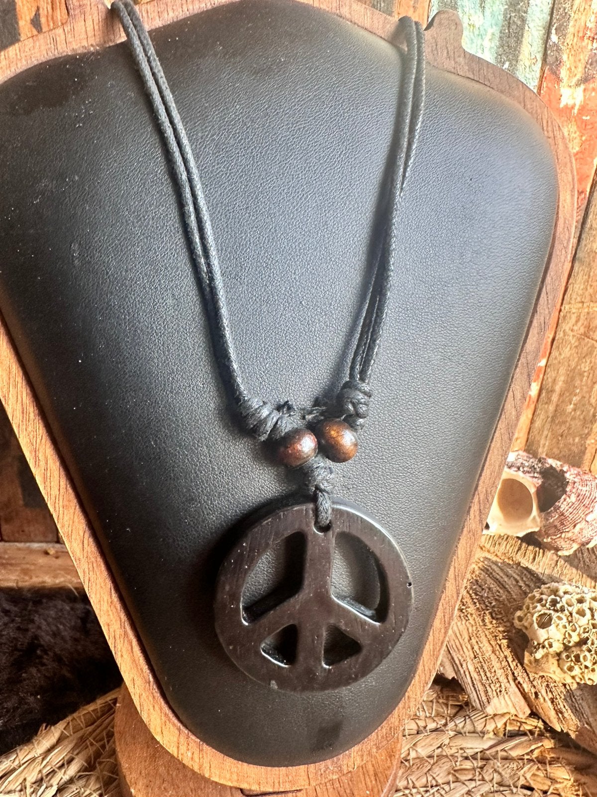 Boho statement ketting / halsketting met peace teken / nieuw, Ophalen of Verzenden, Nieuw, Overige materialen, Verstelbaar