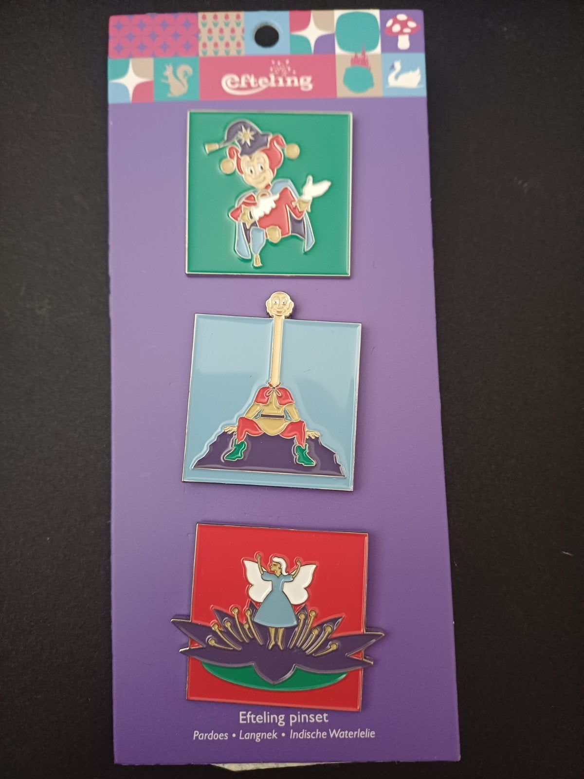 Efteling Pinset: Pardoes, Langnek, Indische Waterlelie, Verzamelen, Ophalen of Verzenden