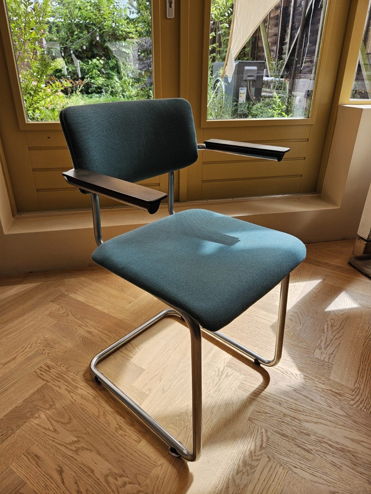4x Gispen 1125 stoelen uit 1960 – petrol – vintage design, Huis en Inrichting, Stoelen, Ophalen, Gebruikt, Blauw, Vier