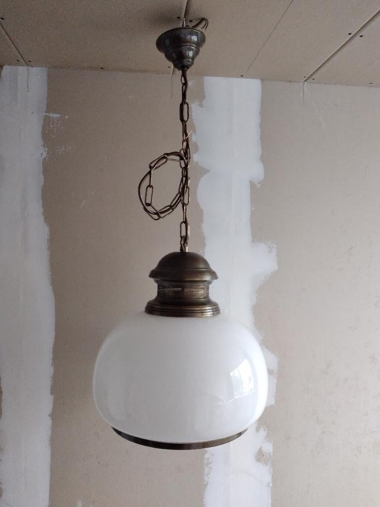 Hanglamp Brons., Ophalen, Gebruikt, Klassiek, Glas