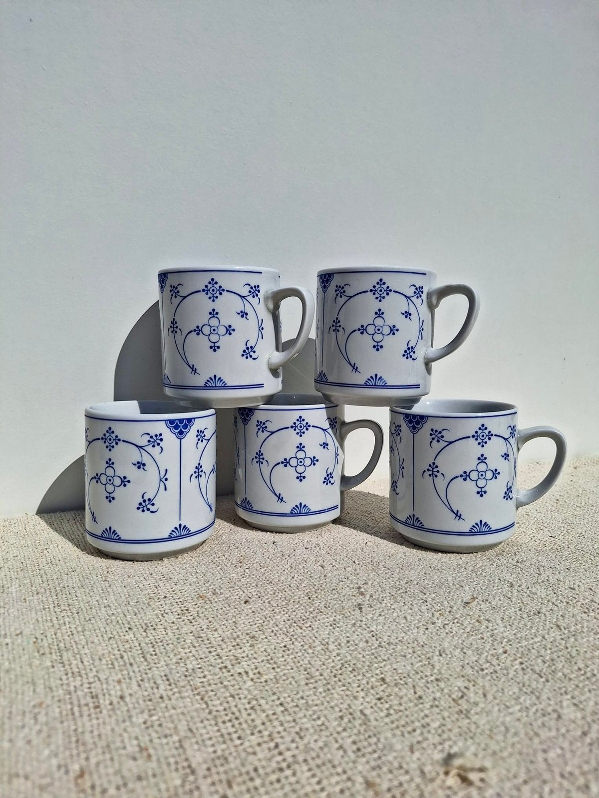 Italiaanse mokken blauw wit Monopoli thee koffie, Ophalen of Verzenden, Zo goed als nieuw, X, Overige stijlen