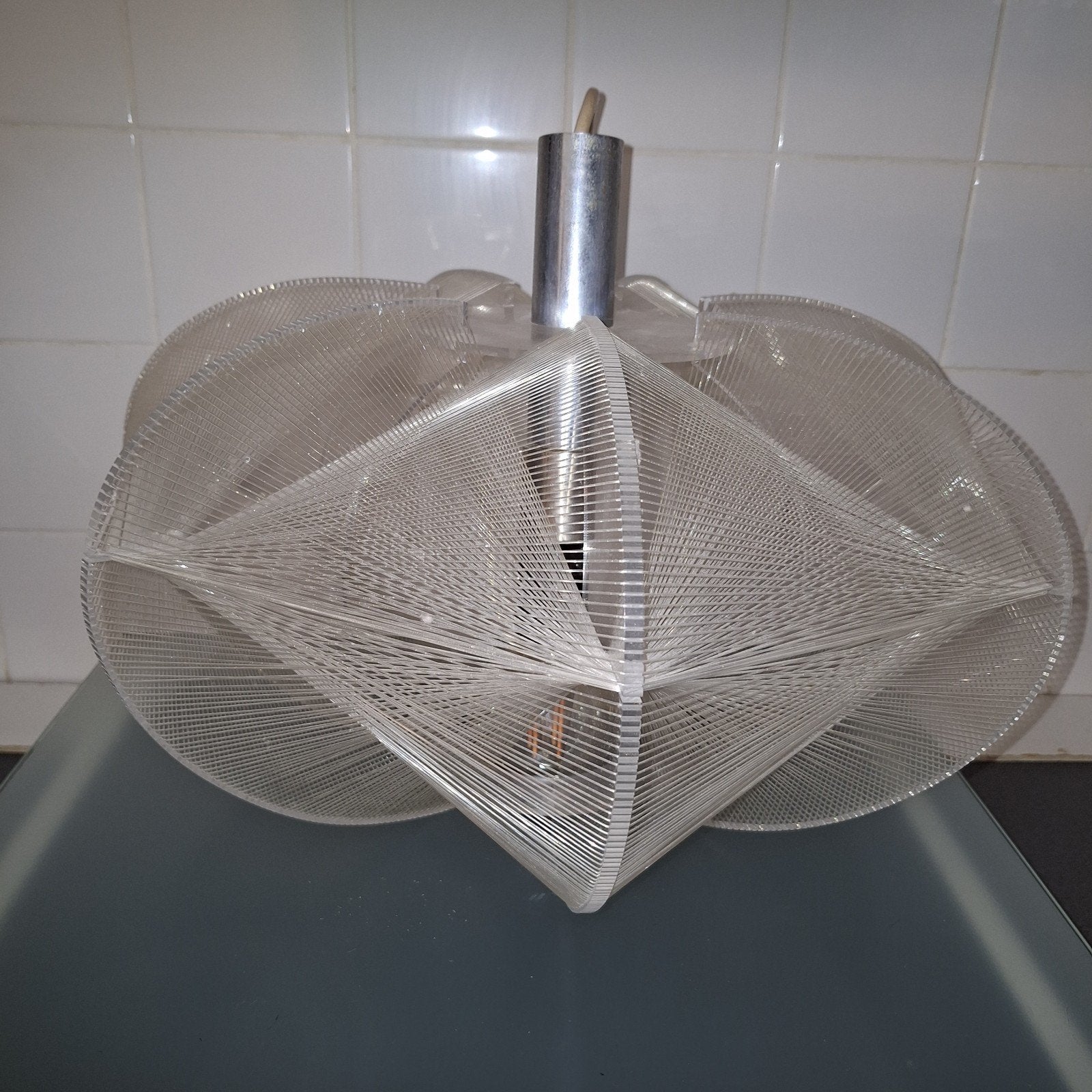 Zeldzame Paul Secon Sompex-Clear Wire hanglamp, jaren 70