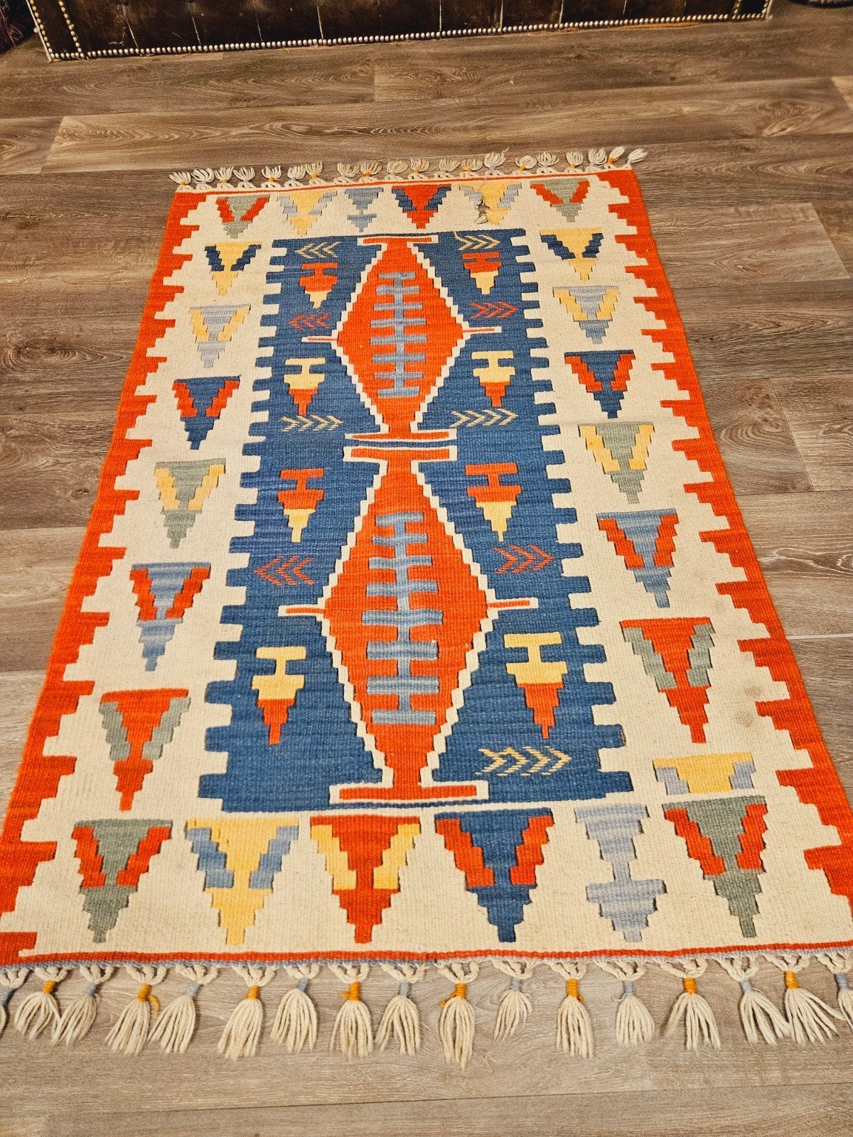 Handgeweven Kelim Tapijt. prachtige kleuren en patronen!, Huis en Inrichting, 200 cm of meer, Ophalen of Verzenden, Zo goed als nieuw