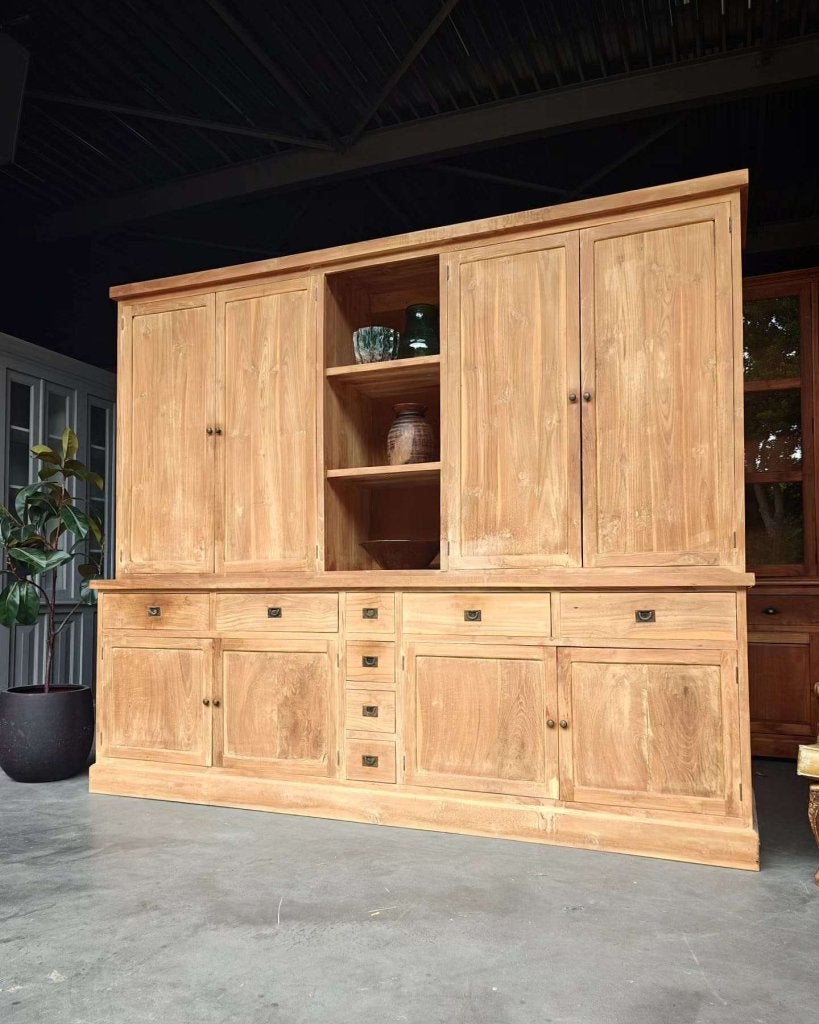 Bergruimte! teakhouten buffetkast | Wandkast teak #5463, Gebruikt, Met deur(en), -, 200 cm of meer