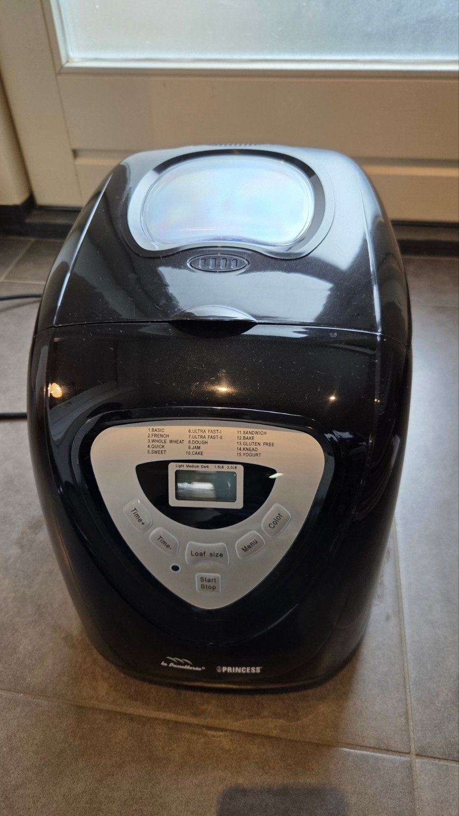 Princess Broodbakmachine - Zwart, met 15 programma's, Witgoed en Apparatuur, Broodbakmachines, Gebruikt, Kijkvenster, 800 tot 1200 gram deeg