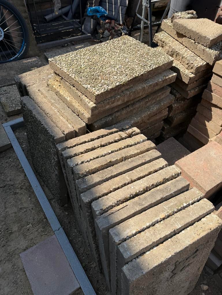 Gratis ophalen Grindtegels 60x40 - +- 3.5m2 - Gebruikt, Ophalen, Gebruikt, Minder dan 5 m², Grind