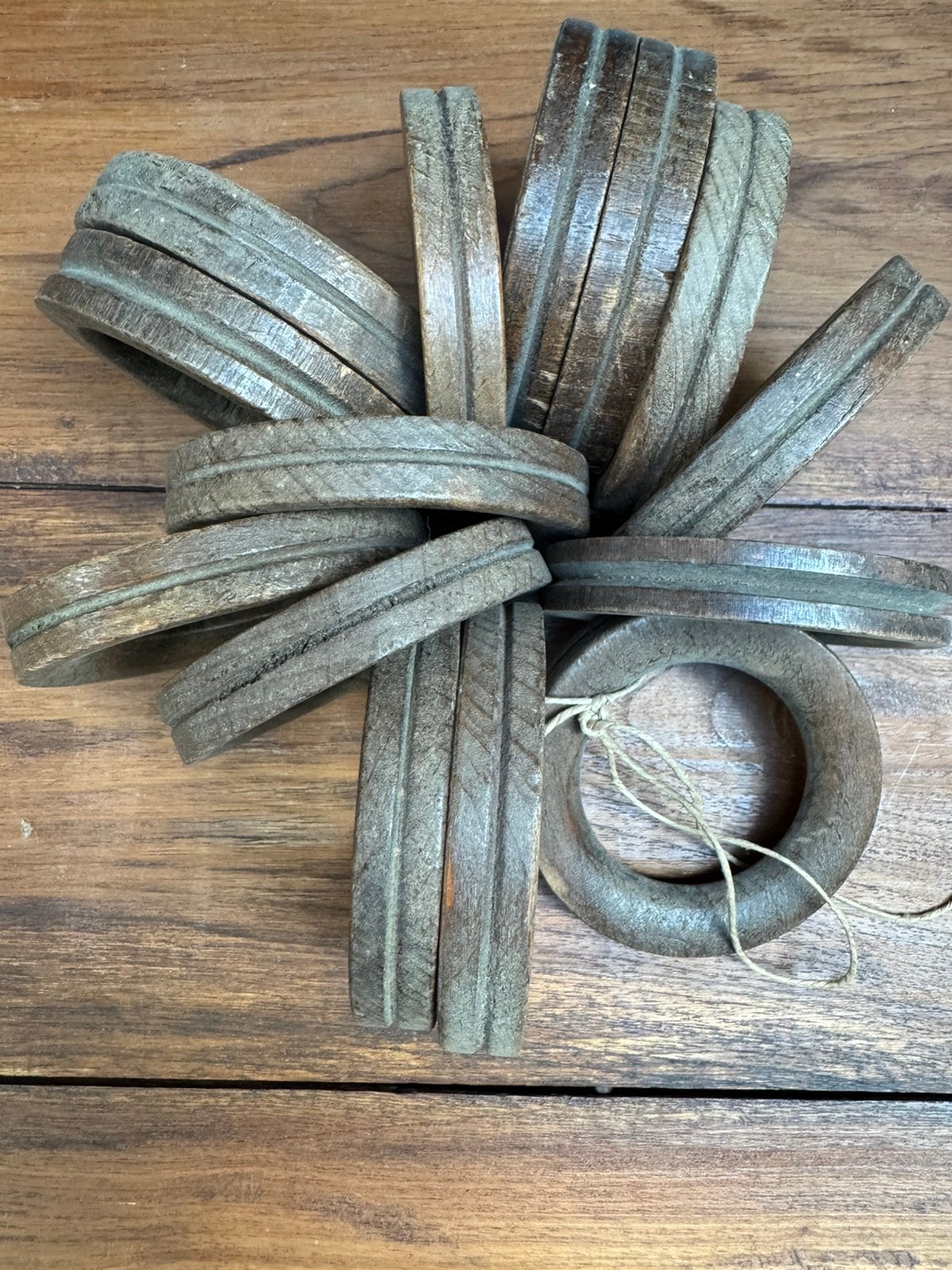 14 houten gordijnringen, Ophalen of Verzenden