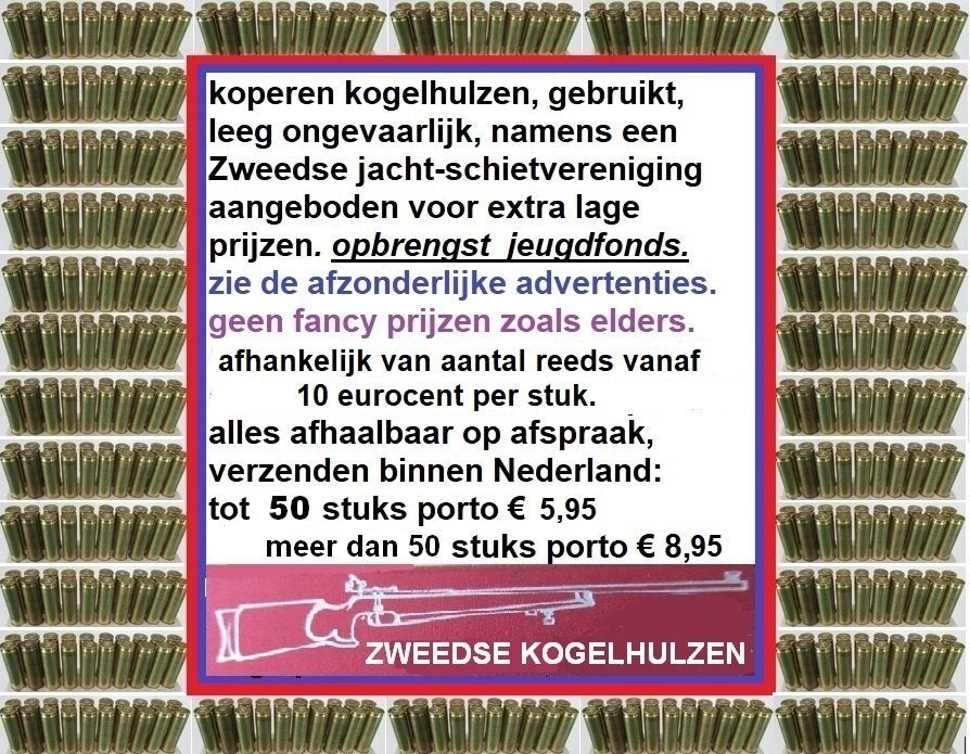 Zweedse kogelhulzen, van jacht-schietvereniging., Ophalen of Verzenden, Overige soorten, Overige gebieden, Hulzen of Bodemvondsten