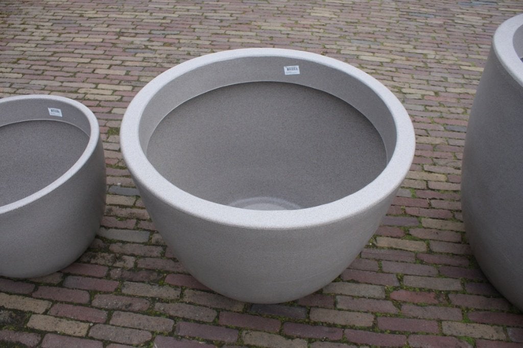 2 x grote ronde bloempotten Stone kunststof (in- en outdoor), Tuin en Terras, Ophalen, Kunststof, 40 cm of meer, Rond