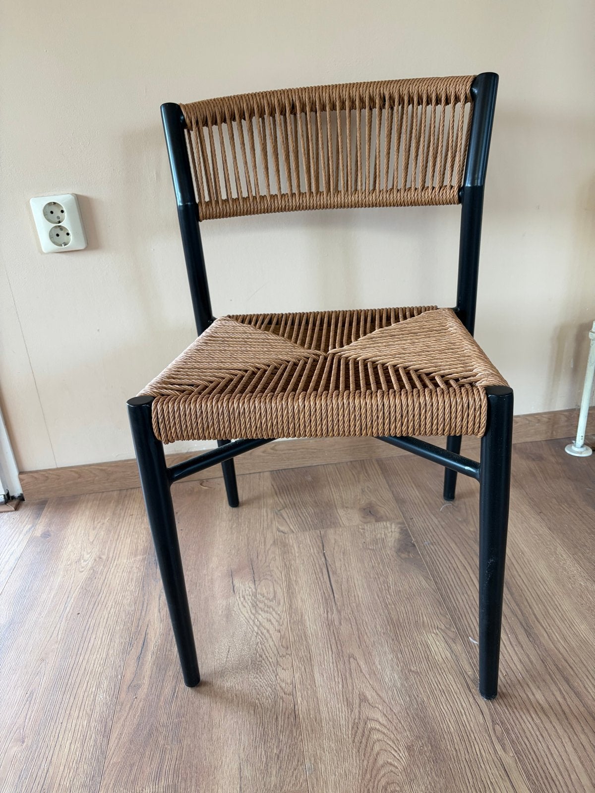4x Super-Seat stoel met gevlochten zitting en rugleuning, Ophalen, Zwart, Zo goed als nieuw, Metaal