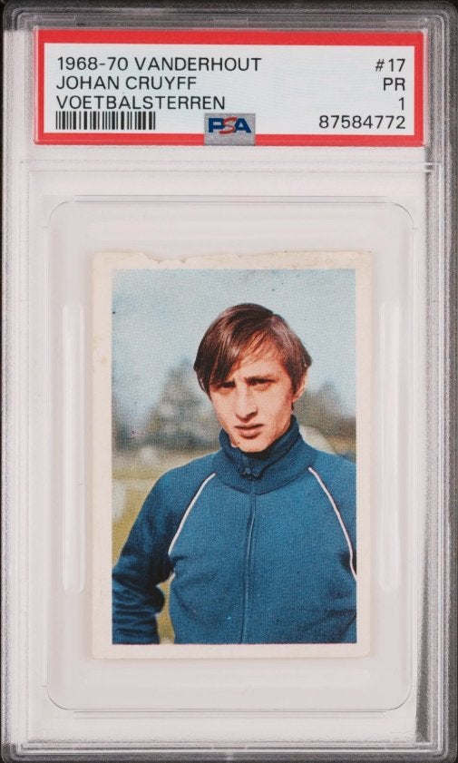 1968 Vanderhout Johan Cruyff PSA 1 #17 Ajax Rookie RC, Verzenden, Zo goed als nieuw, Ajax, Poster, Plaatje of Sticker
