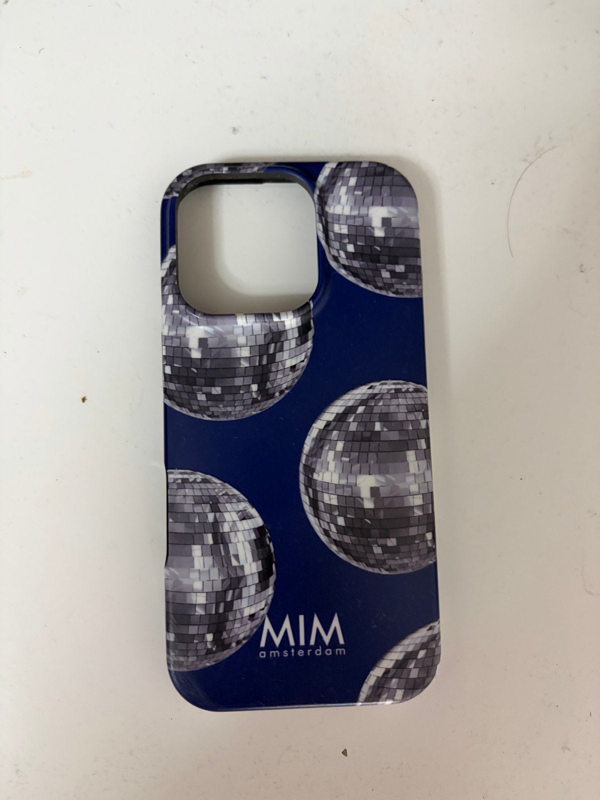 MIM Amsterdam iPhone 16 Pro hoesje met discoballen, IPhone 16 Pro, Gebruikt, Overige merken, Blauw