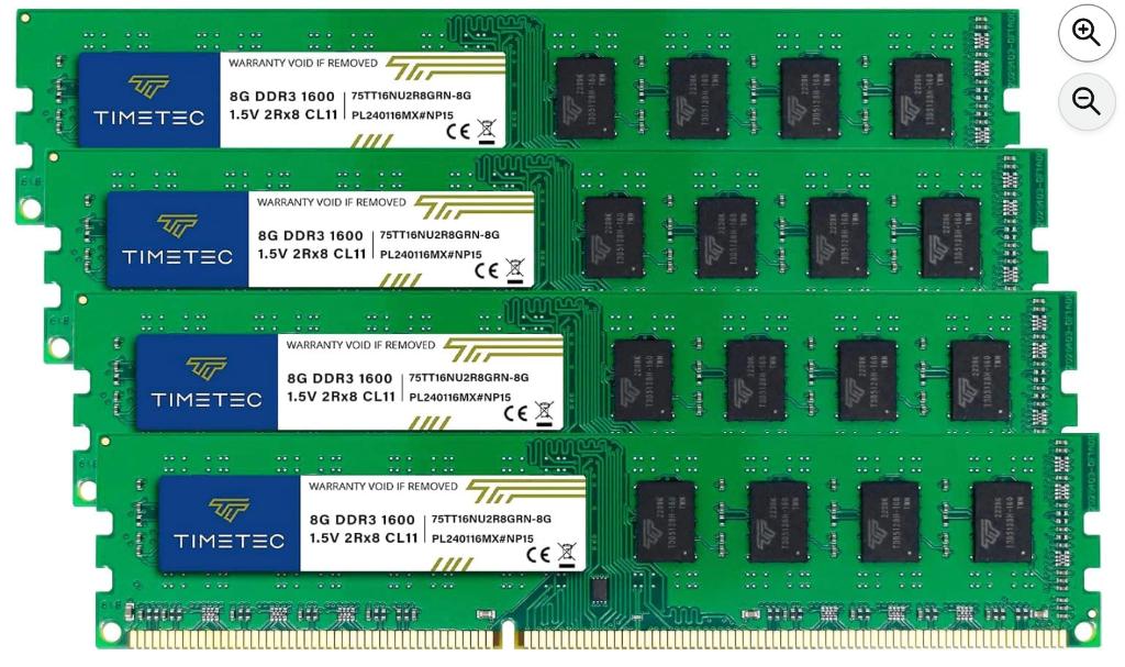 4x 8 GB TimeTec DDR3 1600 2Rx8, Computers en Software, RAM geheugen, 32 GB, DDR3, Ophalen of Verzenden, Zo goed als nieuw