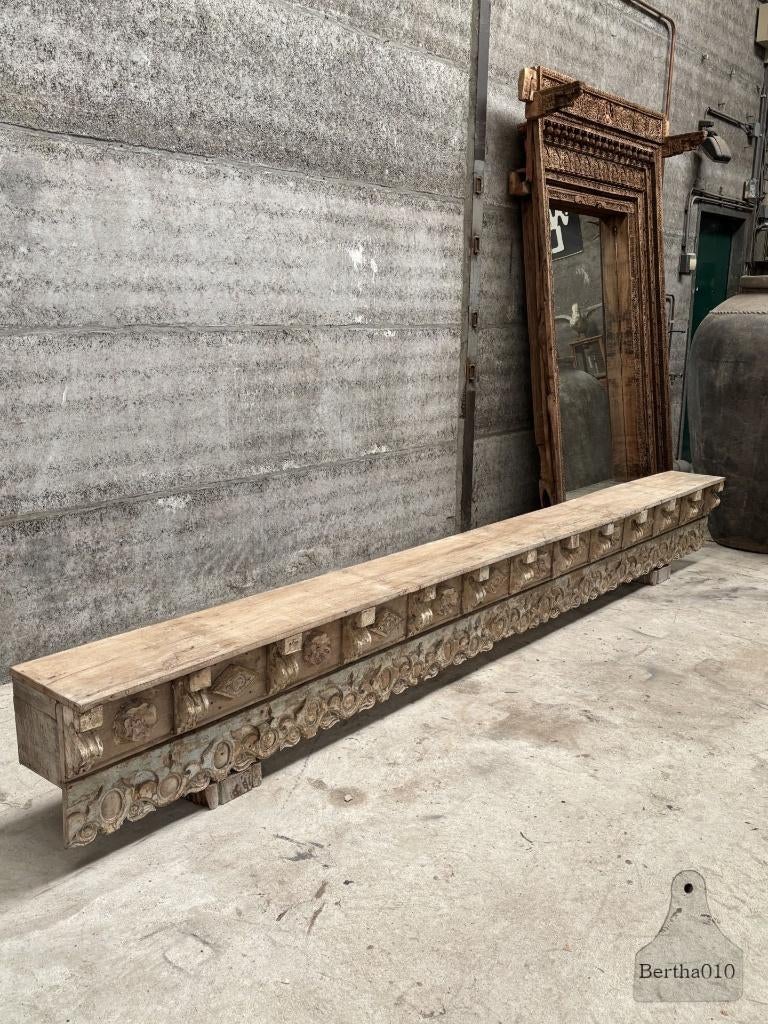 Oosterse XXL zware houten houtsnijwerk dressoir 370 cm, Minder dan 75 cm, Boho, 300 cm of meer, Ophalen of Verzenden
