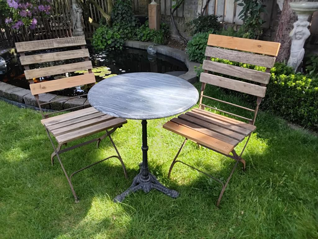 Franse Bistro set, Gebruikt, Tuinset, Hout, Eettafel