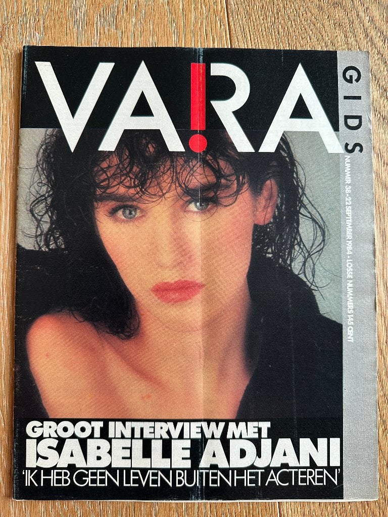 VARA Gids 22 sept 1984, met Isabelle Adjani, Pointer Sisters, Ophalen of Verzenden, Gelezen, Muziek, Film of Tv