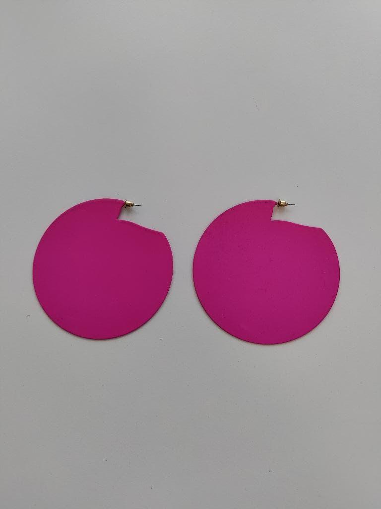 Earrings pink metal circle, Ophalen of Verzenden, Roze, Overige materialen